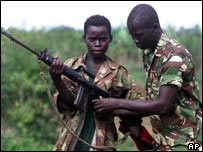 Civil war fighters in Angola
