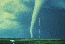 A tornado twists its way across the central plains