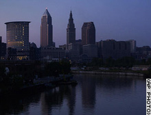 The Cleveland skyline during Thursday's blackout