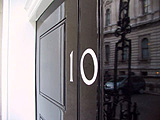 The front door of Number 10 Downing Street, the residence of the British Prime Minister