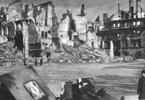 War-torn Krakow at the end of World War II