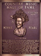 A plaque at the Country Music Hall of Fame honoring performer Minnie Pearl