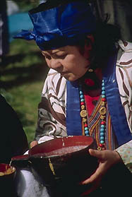 An Ainu woman during an important spiritual ceremony