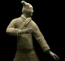 A terracotta warrior found buried with many others at the mausoleum of Qin Shi Huang, the first emperor of Qin