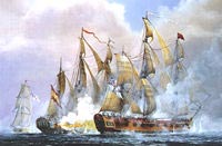 French and British warships fighting