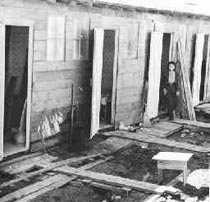 Living quarters at one of the internment camps during the 1940s