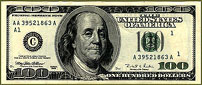 U.S. $100 bill with latest security features