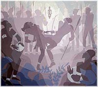 From Aspects of Negro Life: The Negro in an African Setting, by Aaron Douglas, 1934