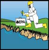 An EPA agent checks the stream for
pollution