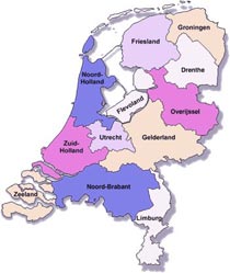 Map of the Netherlands' 12 provinces