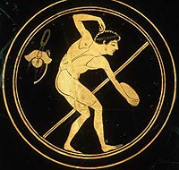 An ancient Greek discus thrower.