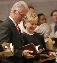 Bill and Hillary Clinton happy to be together following Bill's recent heart operation.