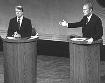 Jimmy Carter and Gerald Ford debate in 1976.