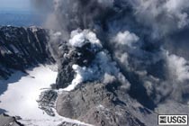 Mount St. Helens erupting October 1, 2004.