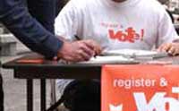 A person registering to vote.