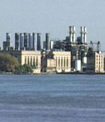 Industrial plants are often located on river shorelines.