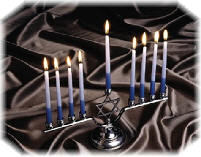 Menorah candles are lit to celebrate Hanukkah.