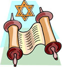 The Torah scrolls and the Star of David.