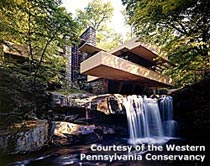 Frank Lloyd Wright's first famous home design, referred to as Falling Water.