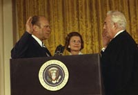 Vice President Gerald Ford was sworn in as president following Richard Nixon's resignation.
