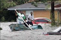 Hours after Katrina passed,  streets were flooded throughout the city of New Orleans, making survival and resuce efforts difficult.